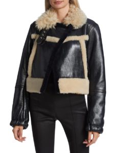 Cropped Leather & Shearling Jacket