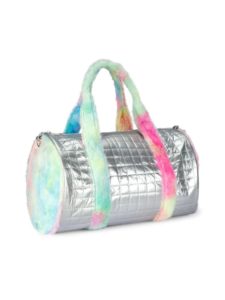 Girl's Rainbow Faux Fur Quilted Duffle Bag
