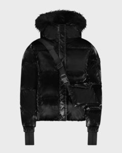 Kid's Fur Trim Coat W/ Side Bag, Size 14-20