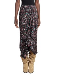 Berthe Floral Satin-jacquard Midi-skirt