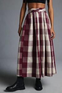 Plaid Side-slit Skirt