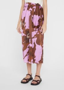 Live Intentionally Floral-print Silk Wrap Skirt