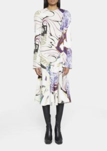 Abstract-print Tilted Midi Dress