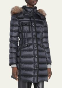 Hermifur Fitted Puffer Coat with Removable Fur Hood