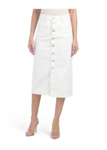 Le Bardot Midi Skirt with Button Front Closure