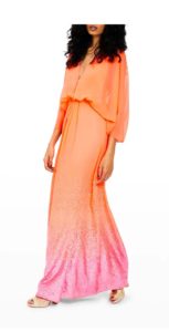 Ombre Sequin Embellished Chiffon Maxi Dress