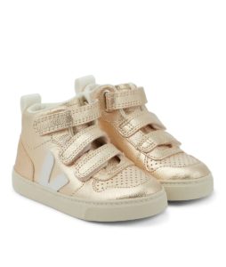 V-10 Mid Metallic Leather Sneakers