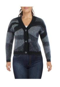 Womens V-neck Button-down Cardigan Sweater