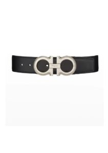 Men's Adjustable Gancini Leather Belt, 35mm Size 38