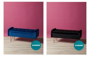 40in Velvet Storage Sabel Bench