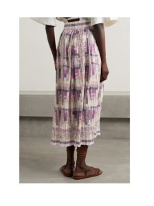 Naya Pleated Floral-print Voile Midi Skirt