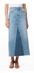 The Maxine Two-toned Denim Maxi Skirt with Raw Hem