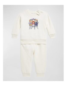 Boy's Polo Bear Family Graphic Sweatshirt W/ Sweatpants, Size 12m