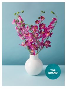 18in Artificial Orchid Arrangement in White Vase