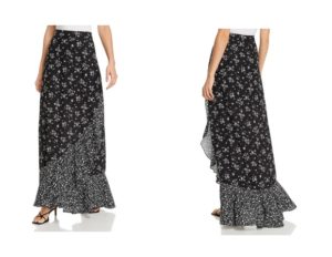 Womens Floral Print Ruffled Maxi Skirt