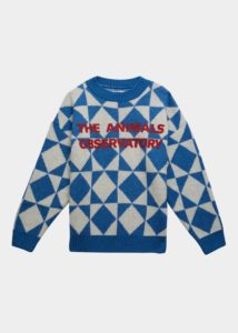 Boy's Bull Square Pattern Intarsia Logo-print Wool Sweater, Size 2-12