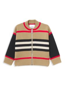 Baby's & Little Kid's Ib4 Martyn Stripe Zip Wool & Cashmere Blend Sweater
