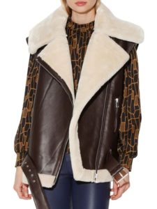 Donna Leather Faux Shearling Vest
