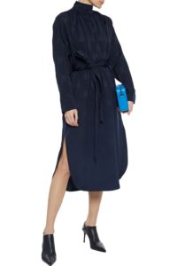 Gathered Satin-jacquard Midi Dress