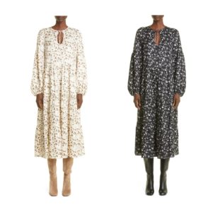 Lupe Leopard Print Long Sleeve Silk Midi Dress