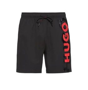 Hugo - Quick-drying Swim Shorts with Cyber-shadow Logo
