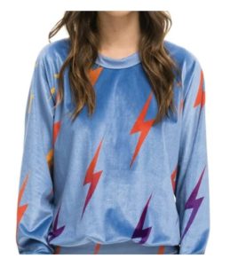 Bolt Velvet Sweatshirt in Blue See More