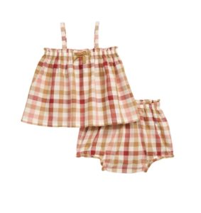 Kids' Loraine Gingham Print Cotton Voile Top & Bloomers Set