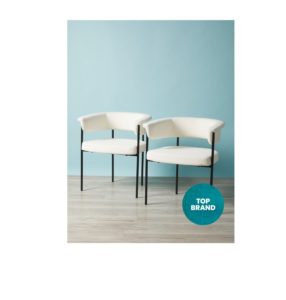2pk 27in Boucle Dining Chairs with Metal Legs