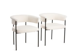 Set of 2 Boucle Metal Dining Chairs