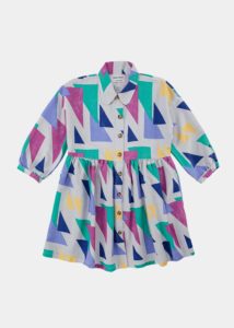 Girl's Multicolor Triangles-print Dress, Size 2-13