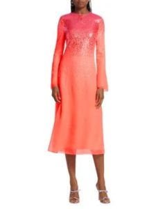 Ombré Sequin Embroidered Midi Dress