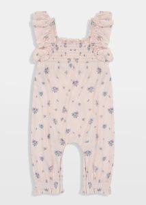 Girl's Floral-print Coverall, Size 3-24m
