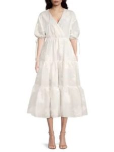 Darita Puff-sleeve Tiered Midi-dress