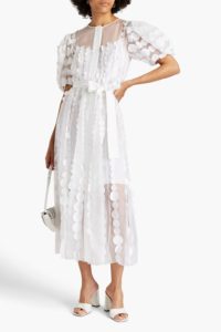 Appliquéd Silk-organza Midi Dress