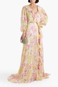 Ruffled Floral-print Silk-blend Chiffon Gown