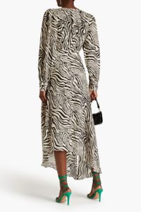 Estelle Asymmetric Zebra-print Satin-crepe Maxi Dress