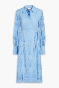 Corded Lace and Crochet Midi Wrap Dress