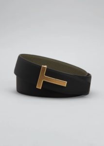 Men's Reversible Leather T-buckle Belt