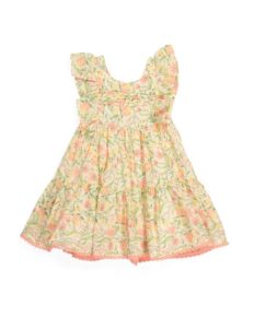 Toddler Girls Floral Print Pintuck Bodice Dress