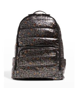 Kid's Leopard Quilted Puff Backpack