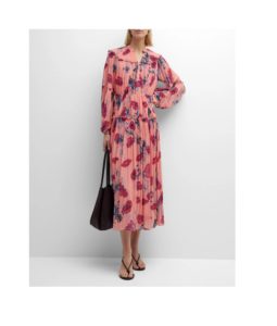 Link Pleated Ruffle Floral-print Maxi Dressp