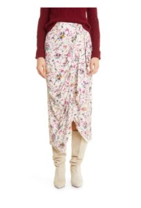 Berthe Floral Draped Faux Wrap Skirt Size 6