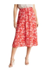Floral Chevron Pleated Skirt