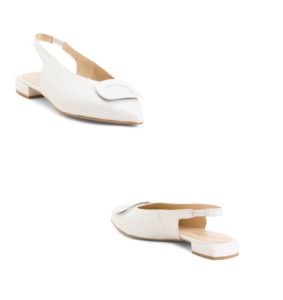 Leather Pointy Toe Flats with Hardware