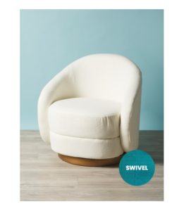 32in Boucle Swivel Curved Back Chair
