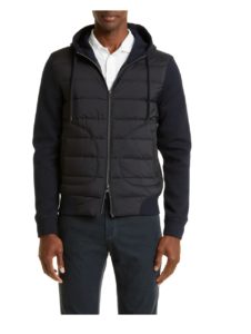 Wool Blend & Quilted Down Hooded Jacket