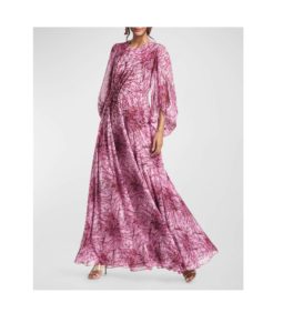 Bianca Abstract-print Balloon-sleeve Gown