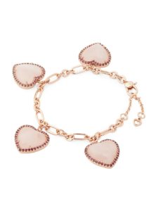Rose-goldtone & Cubic Zirconia Heart Charm Bracelet