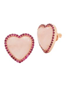 Heart of Hearts Rose Quartz & Cubic Zirconia Stud Earrings