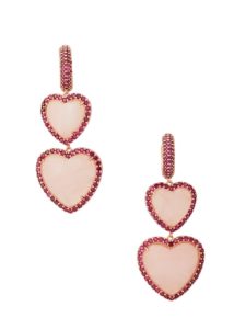 Heart of Hearts Rose Quartz & Cubic Zirconia Drop Earrings